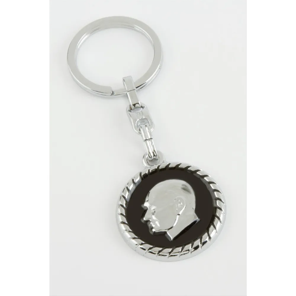 Atatürk Metal Anahtarlık-Gümüş Rengi
