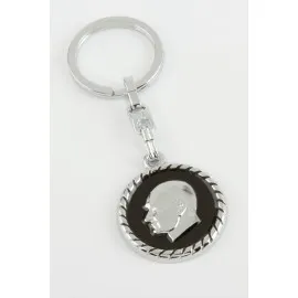 Atatürk Metal Anahtarlık-Gümüş Rengi