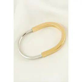 Lüks Çelik Kelepçe Bileklik-Sarı