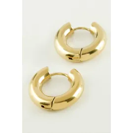 Kalın Boru Lüks Çelik Küpe   1,8 cm-Sarı