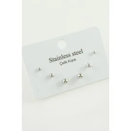 6 Adet Top Çelik Küpe-Gümüş Rengi