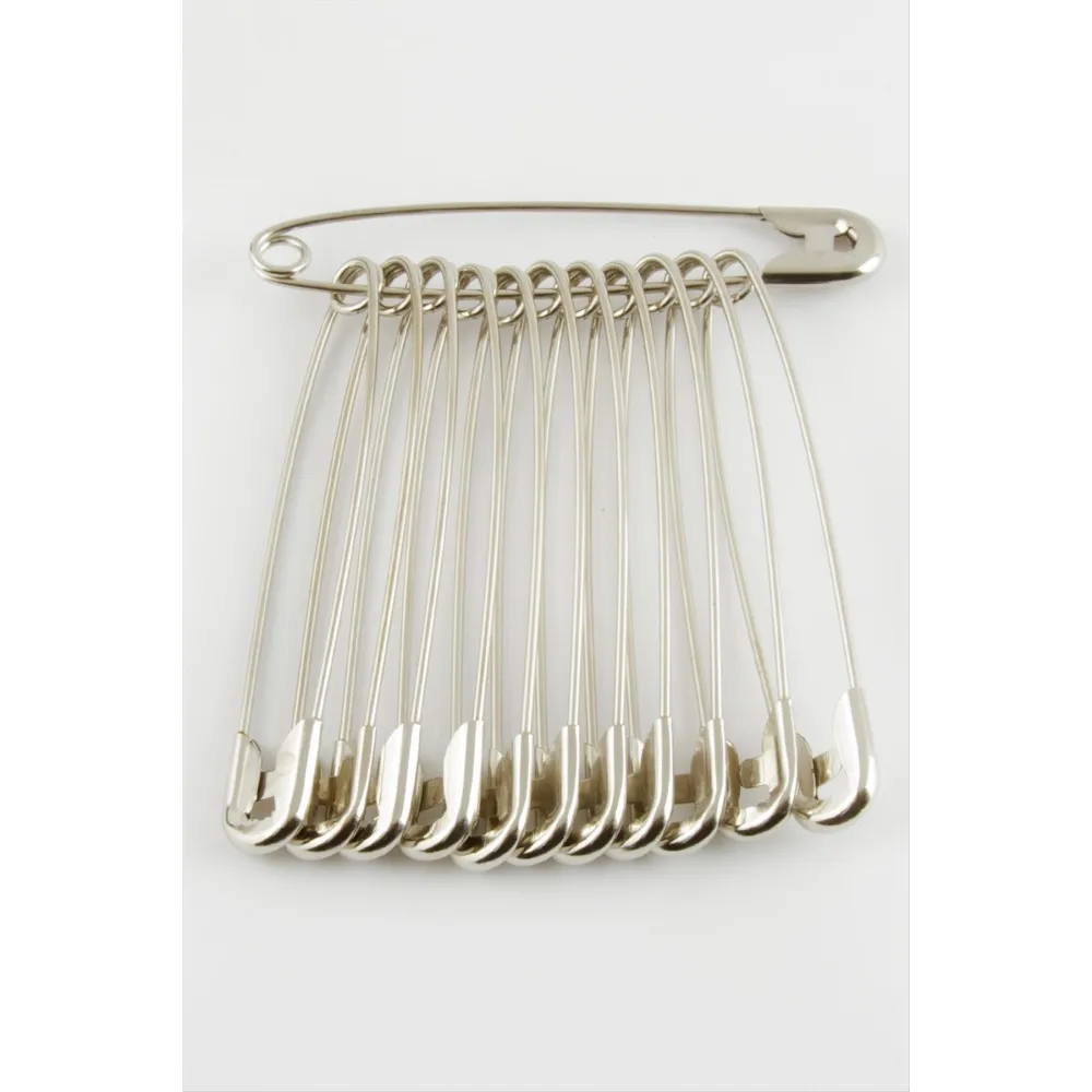 12 Adet Çengel İğne 7,5 cm-Gümüş Rengi