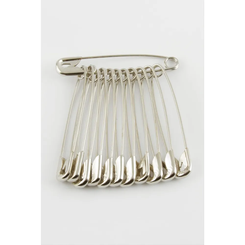 12 Adet Çengel İğne 5,5 cm-Gümüş Rengi