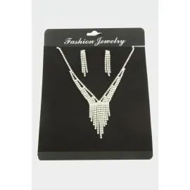 Lüks Suyolu Set Kolye-Gümüş Rengi