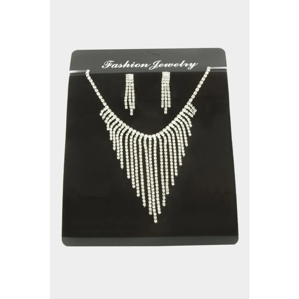 Lüks Suyolu Set Kolye-Gümüş Rengi