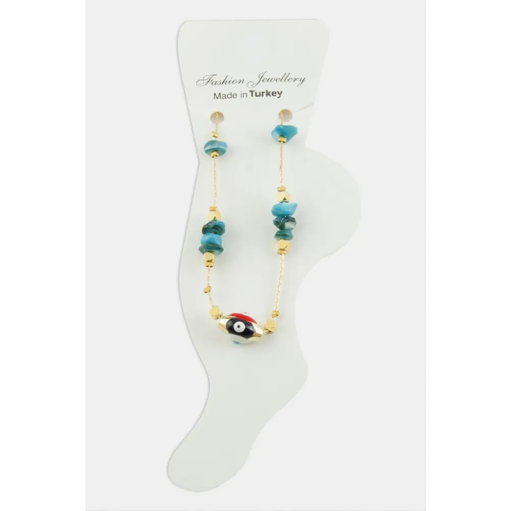 Nazar Göz Kırık Doğaltaşlı Halhal-Sarı