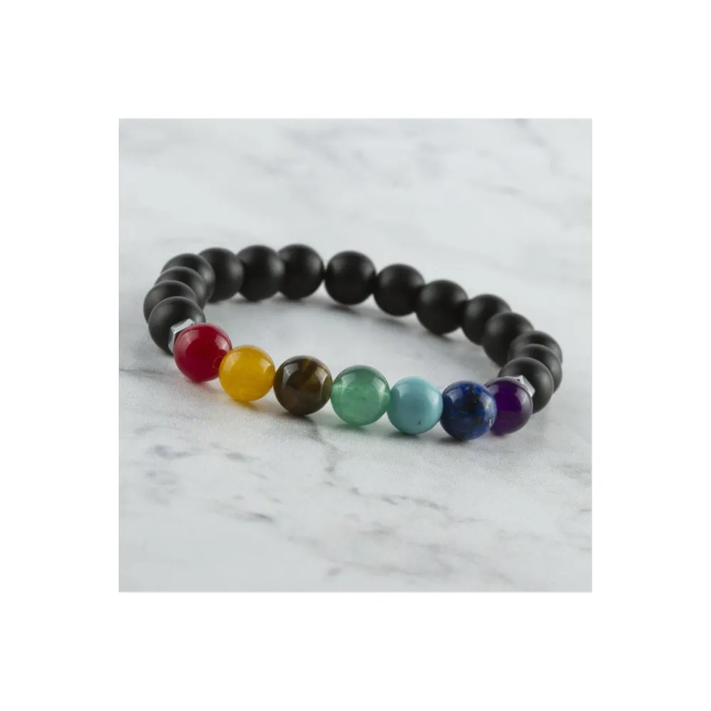 7Li Doğaltaş Çakra Bileklik-Siyah