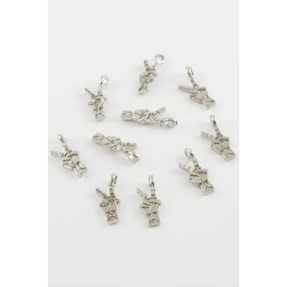 Özgürlük İşareti Kolye Ucu Aparatı 1 Adet-Gümüş Rengi