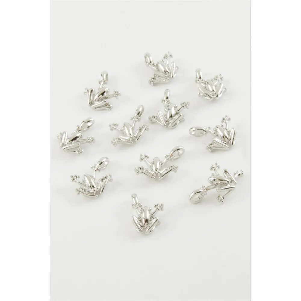 Kurbağa Kolye Ucu Aparatı 1 Adet-Gümüş Rengi