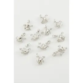 Kurbağa Kolye Ucu Aparatı 1 Adet-Gümüş Rengi