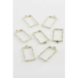 Kare Taşlı İnci Kolye Ucu Aparatı 1 Adet-Sarı