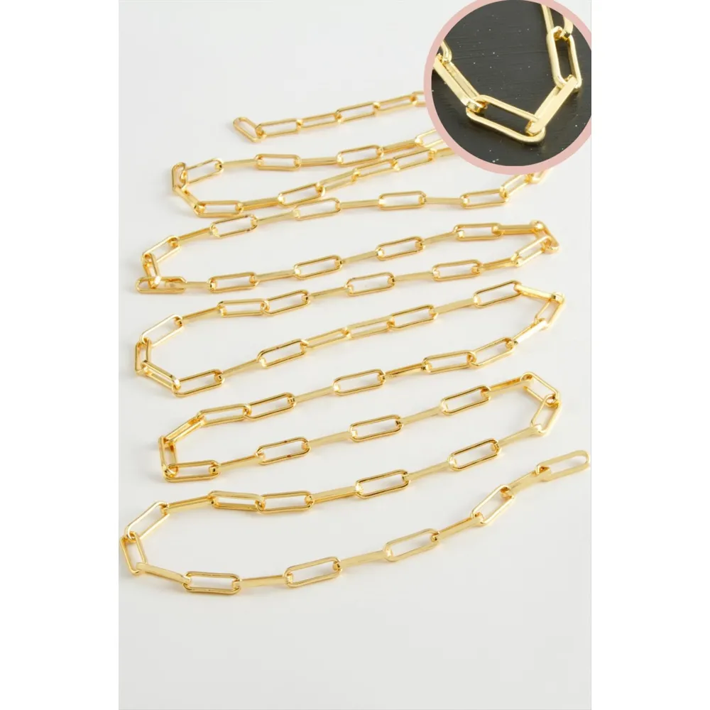 4 mm Dikdörtten Zincir 1 metre-Sarı