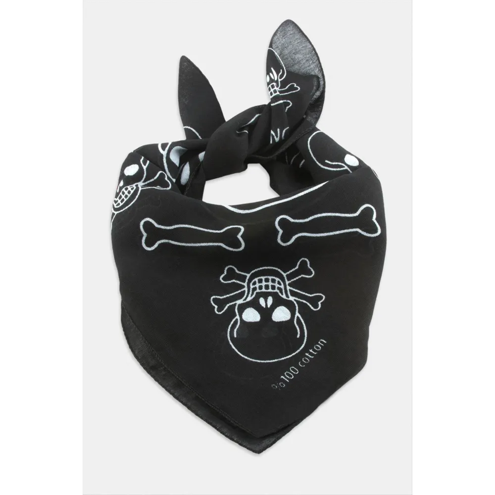 Kuru Kafa Desenli Bandana 50X50-Siyah