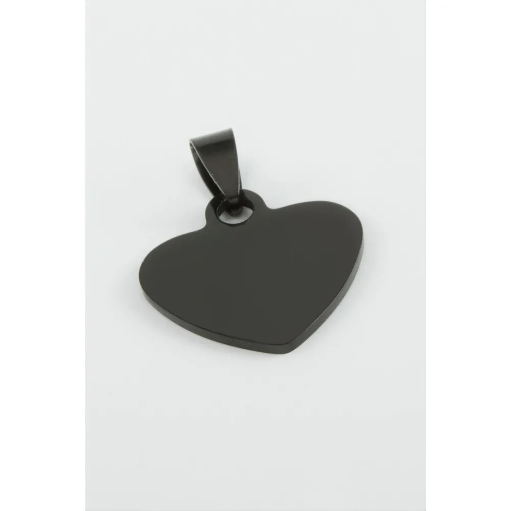 Kalp İsim Yazılabilir Çelik Kolye Ucu 2,3 cm-Siyah