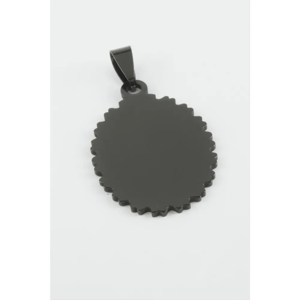 Oval İsim Yazılabilir Çelik Kolye Ucu 2,5X4 cm-Siyah