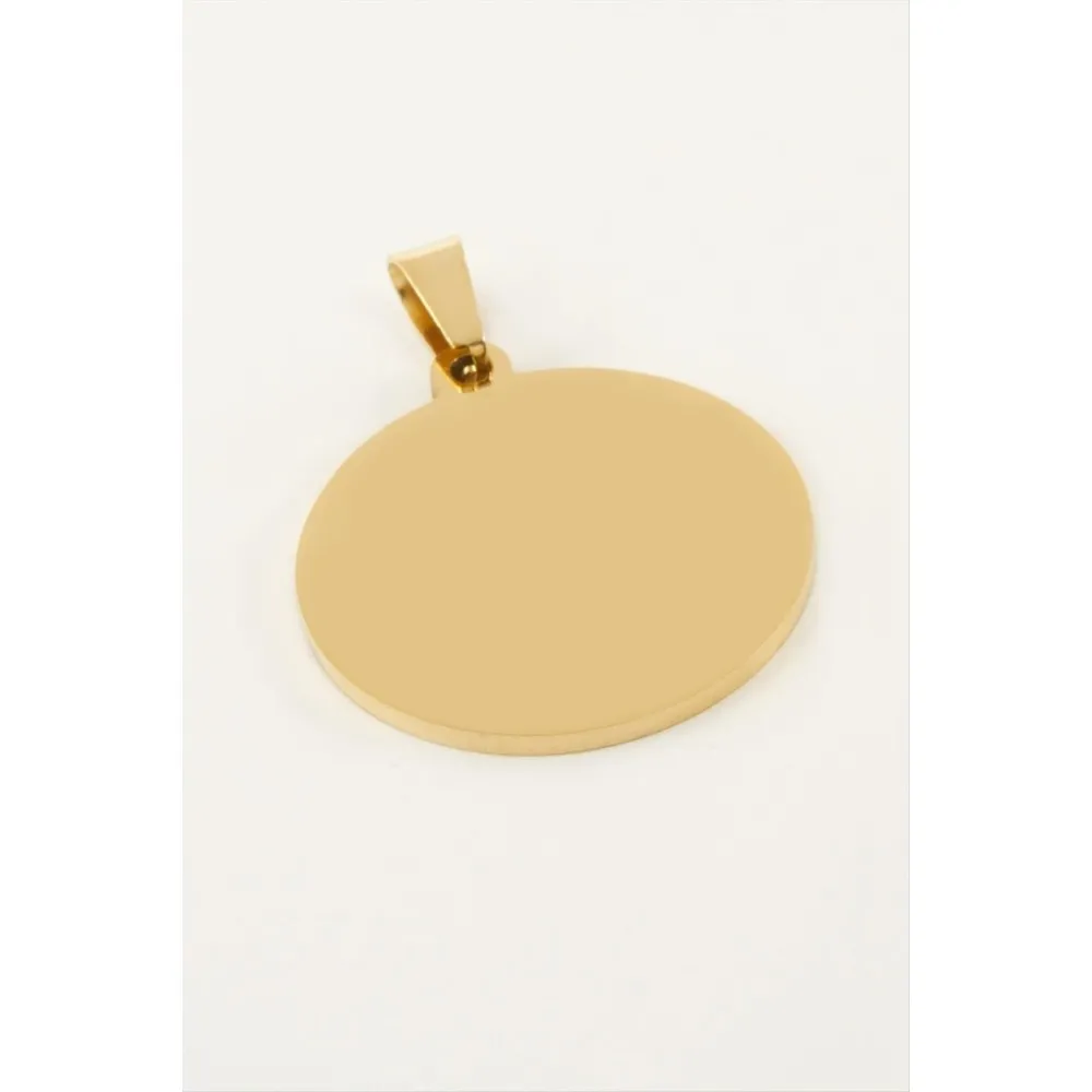 Yuvarlak İsim Yazılabilir Çelik Kolye Ucu 2,5 Cm-Sarı