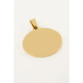 Yuvarlak İsim Yazılabilir Çelik Kolye Ucu 2,5 Cm-Sarı