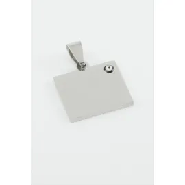 Kare İsim Yazılabilir Çelik Kolye Ucu 2X2 cm-Gümüş Rengi