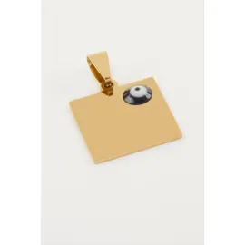 Kare İsim Yazılabilir Çelik Kolye Ucu 2X2 cm-Sarı