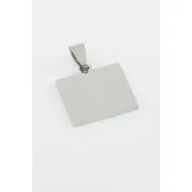 Kare İsim Yazılabilir Çelik Kolye Ucu 2X2 cm-Gümüş Rengi
