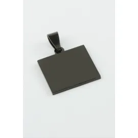 Kare İsim Yazılabilir Çelik Kolye Ucu 2X2 cm-Siyah