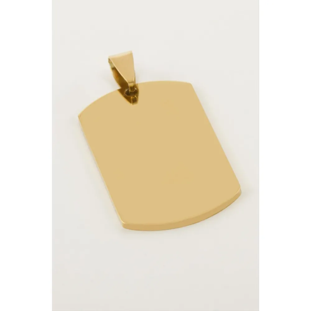 Künye İsim Yazılabilir Çelik Kolye Ucu 2,2X3,8 cm-Sarı