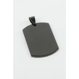 Künye İsim Yazılabilir Çelik Kolye Ucu 2,2X3,8 cm-Siyah