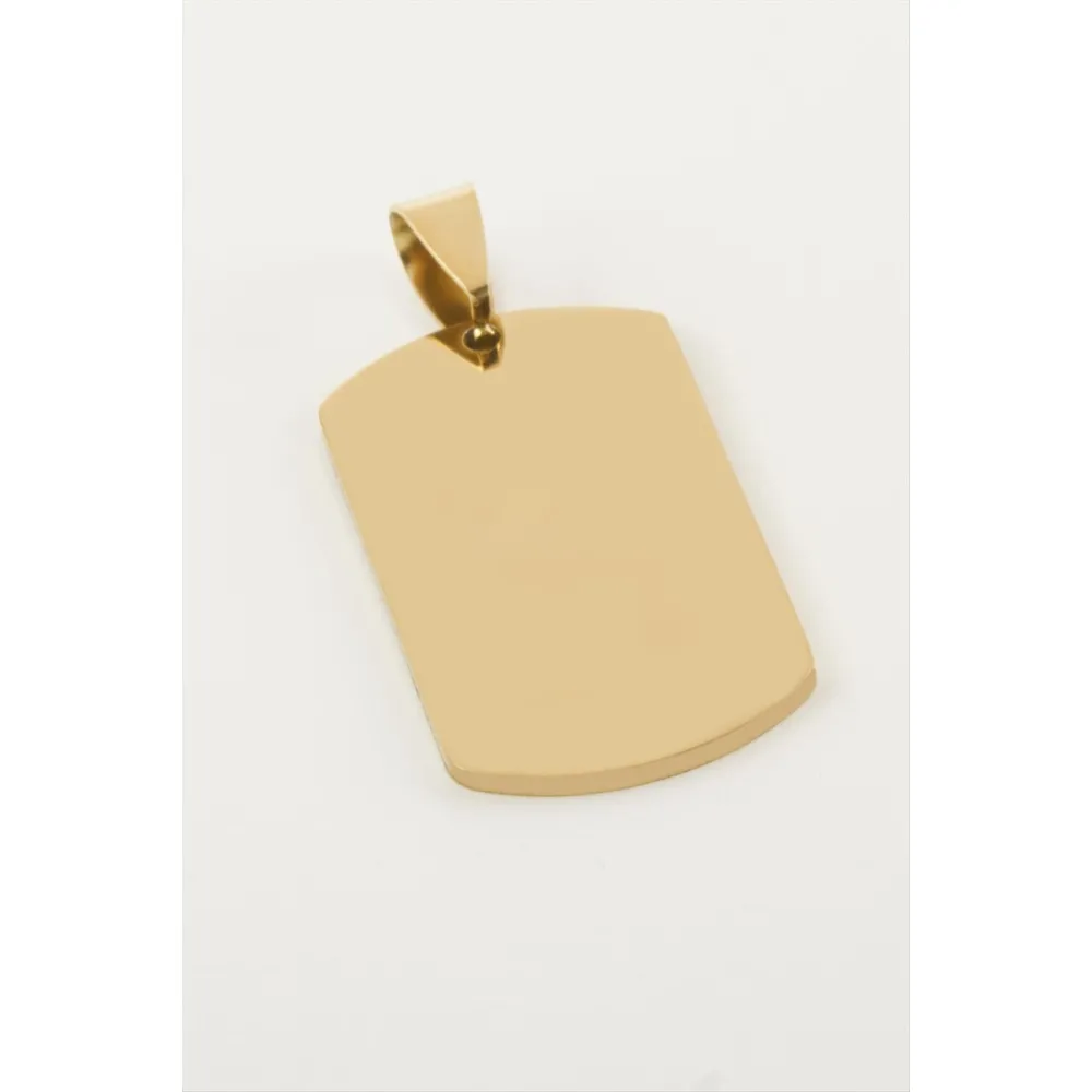 Künye İsim Yazılabilir Çelik Kolye Ucu 2X3,5 cm-Sarı