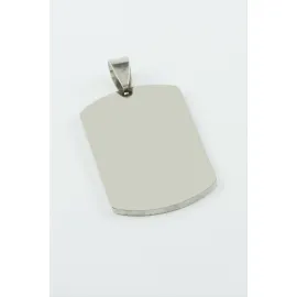 Künye İsim Yazılabilir Çelik Kolye Ucu 2X3,5 cm-Gümüş Rengi