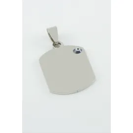 Künye İsim Yazılabilir Çelik Kolye Ucu 2X3 cm-Gümüş Rengi