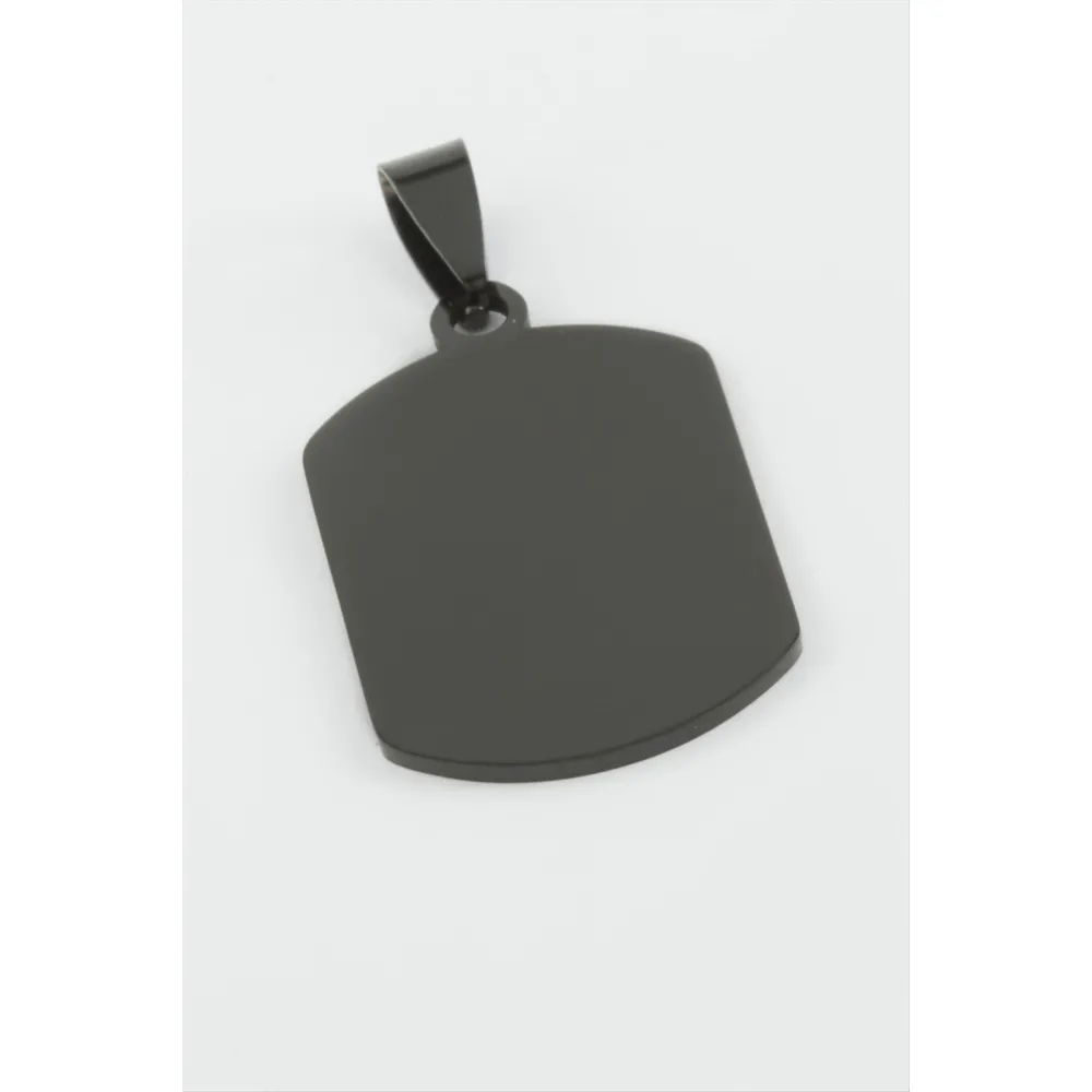 Künye İsim Yazılabilir Çelik Kolye Ucu 2X3 cm-Siyah
