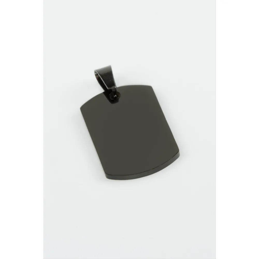 Künye İsim Yazılabilir Çelik Kolye Ucu 1,5X2,5 cm-Siyah