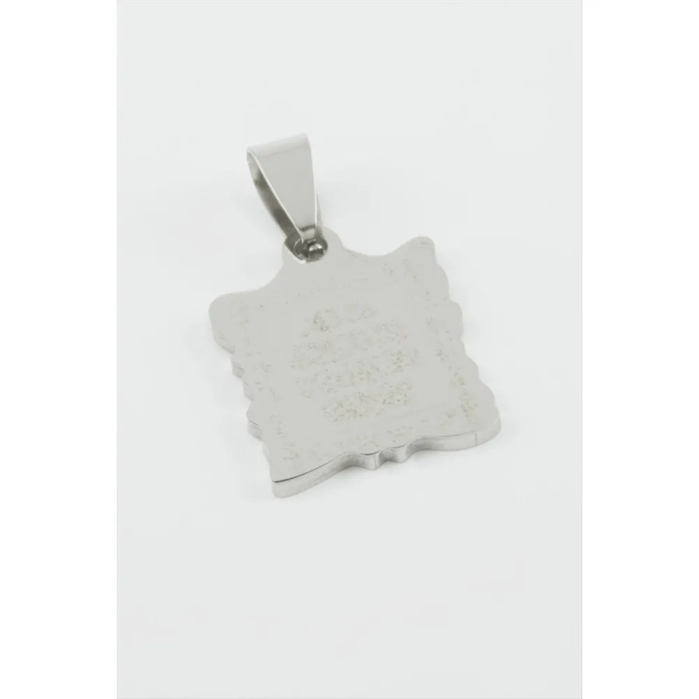 Dua Yazılı Çelik Kolye Ucu 2 cm-Gümüş Rengi