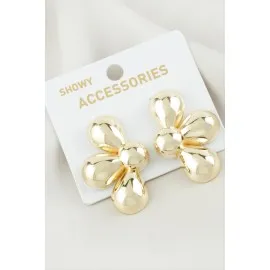 Çiçek Metal Küpe-Sarı