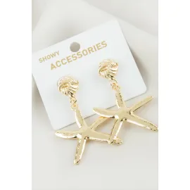 Deniz Yıldızı Metal Küpe-Sarı