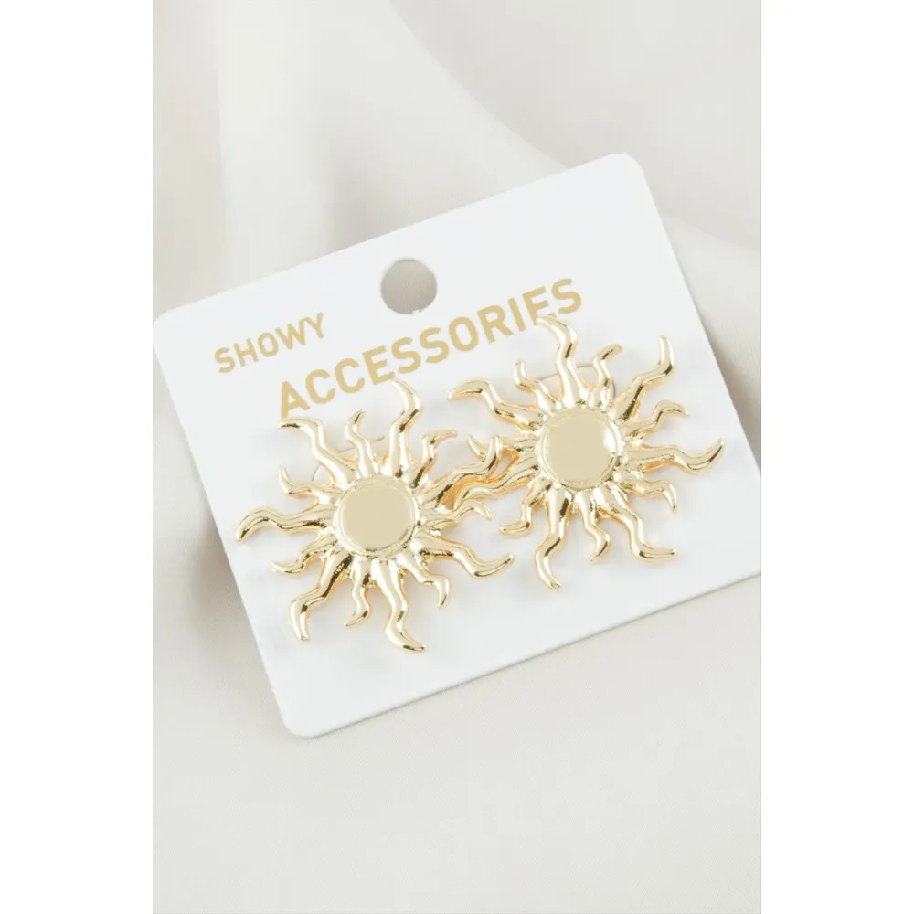 Güneş Metal Küpe-Sarı