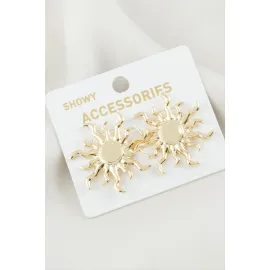 Güneş Metal Küpe-Sarı