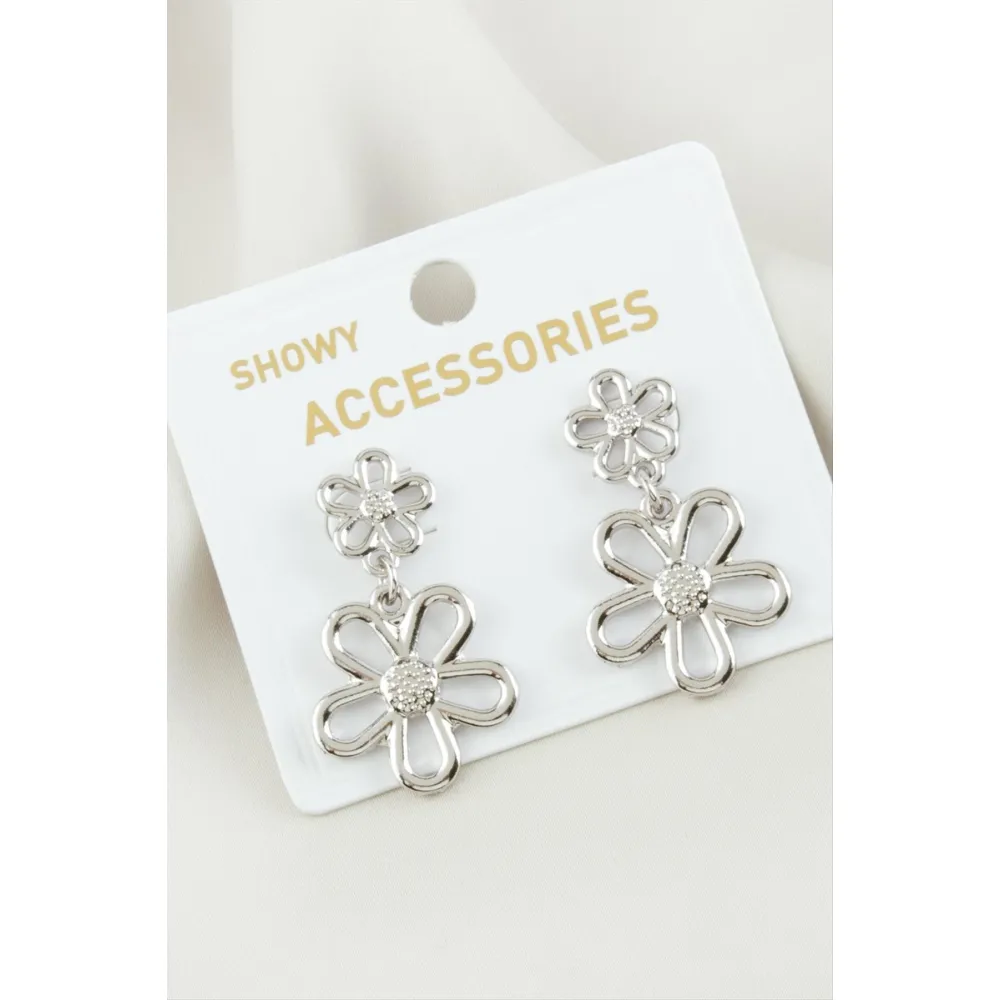 Papatya Metal Küpe-Gümüş Rengi