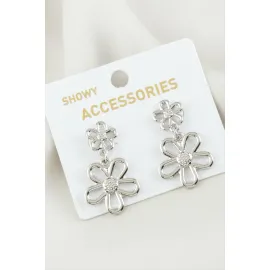 Papatya Metal Küpe-Gümüş Rengi