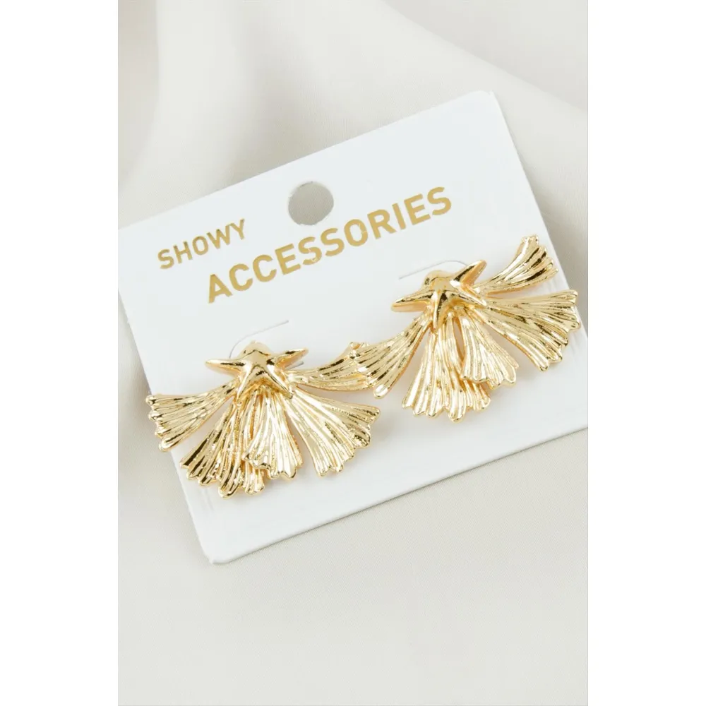 Yaprak Metal Küpe-Sarı