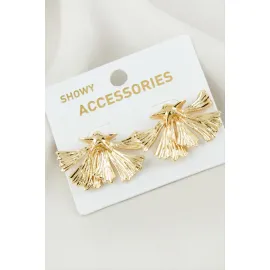 Yaprak Metal Küpe-Sarı