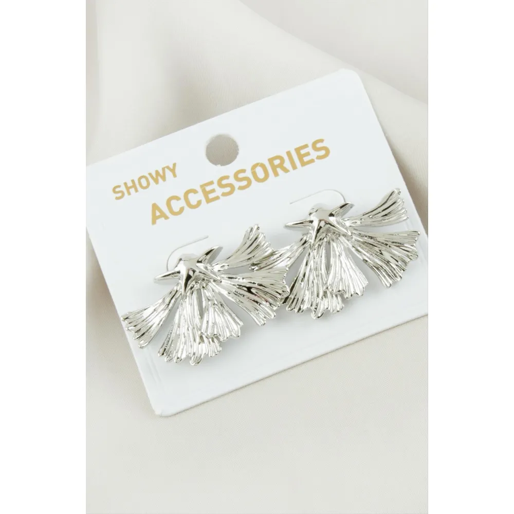 Yaprak Metal Küpe-Gümüş Rengi