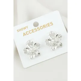 Çiçek Metal Küpe-Gümüş Rengi