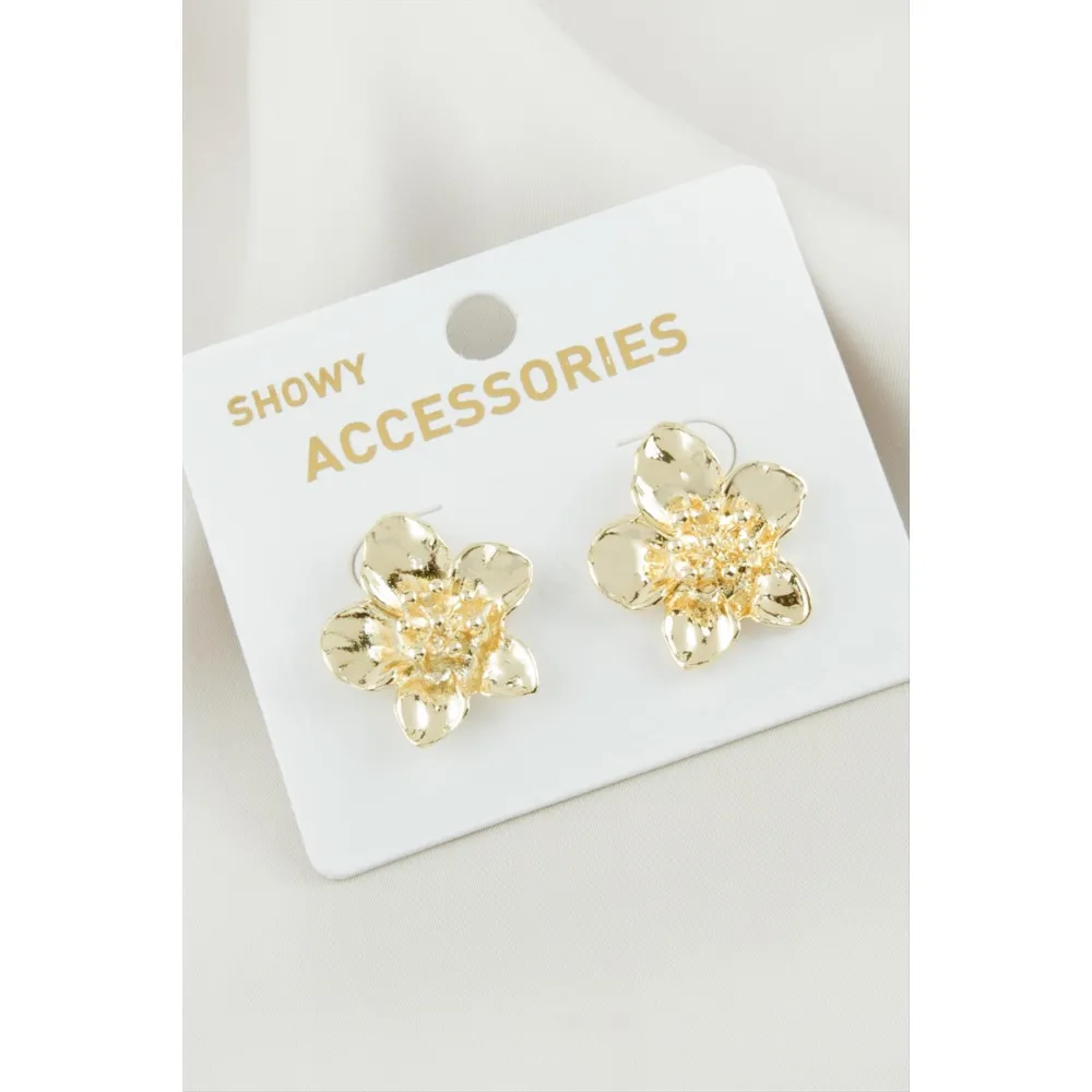 Çiçek Metal Küpe-Sarı