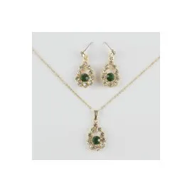 Taşlı Set Kolye-Yeşil