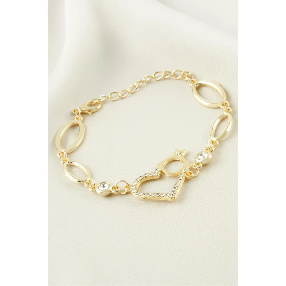 Kalp Yüzük Taşlı Bileklik-Sarı