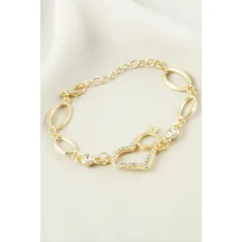 Kalp Yüzük Taşlı Bileklik-Sarı