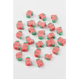 Çorap Yılbaşı Fimo Boncuk 100 Adet-Kırmızı