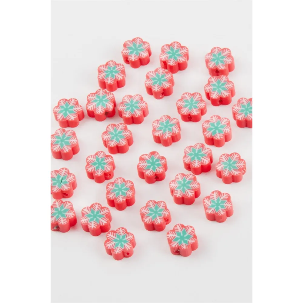 Kartanesi Yılbaşı Fimo Boncuk 100 Adet-Kırmızı