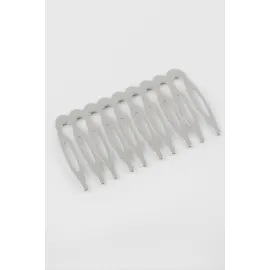 10 Diş Düz Metal Tarak 1 Adet-Gümüş Rengi